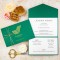 Zielone kopertowe zaproszenia biznesowe ze złotym wykończeniem - Green Envelope Gold 
